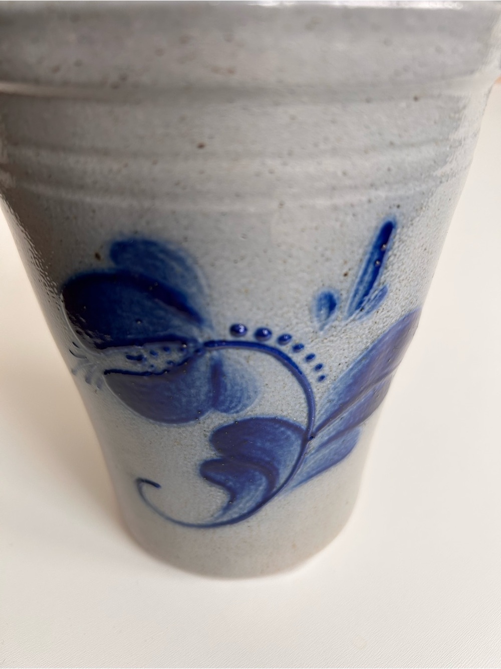 David Eldreth 1989 Salt Glazed Stoneware Crock Cobalt Blue Floral PA Pottery - Picture 5 of 7